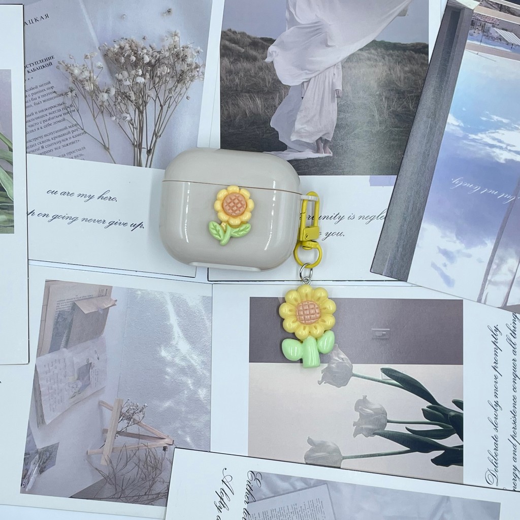 สําหรับ GOOJODOQ J201 J206 เคส Case เคสหูฟัง ทานตะวันและจี้สีขาวครีมน่ารัก - รูปที่ 5