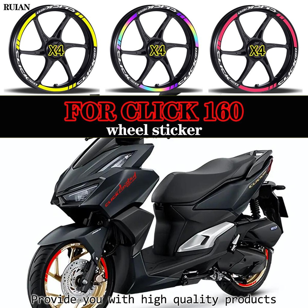 Click160 สติ๊กเกอร์ดุมล้ออุปกรณ์เสริมรถจักรยานยนต์สําหรับ Honda Click 160 ขอบการปรับเปลี่ยน Decals