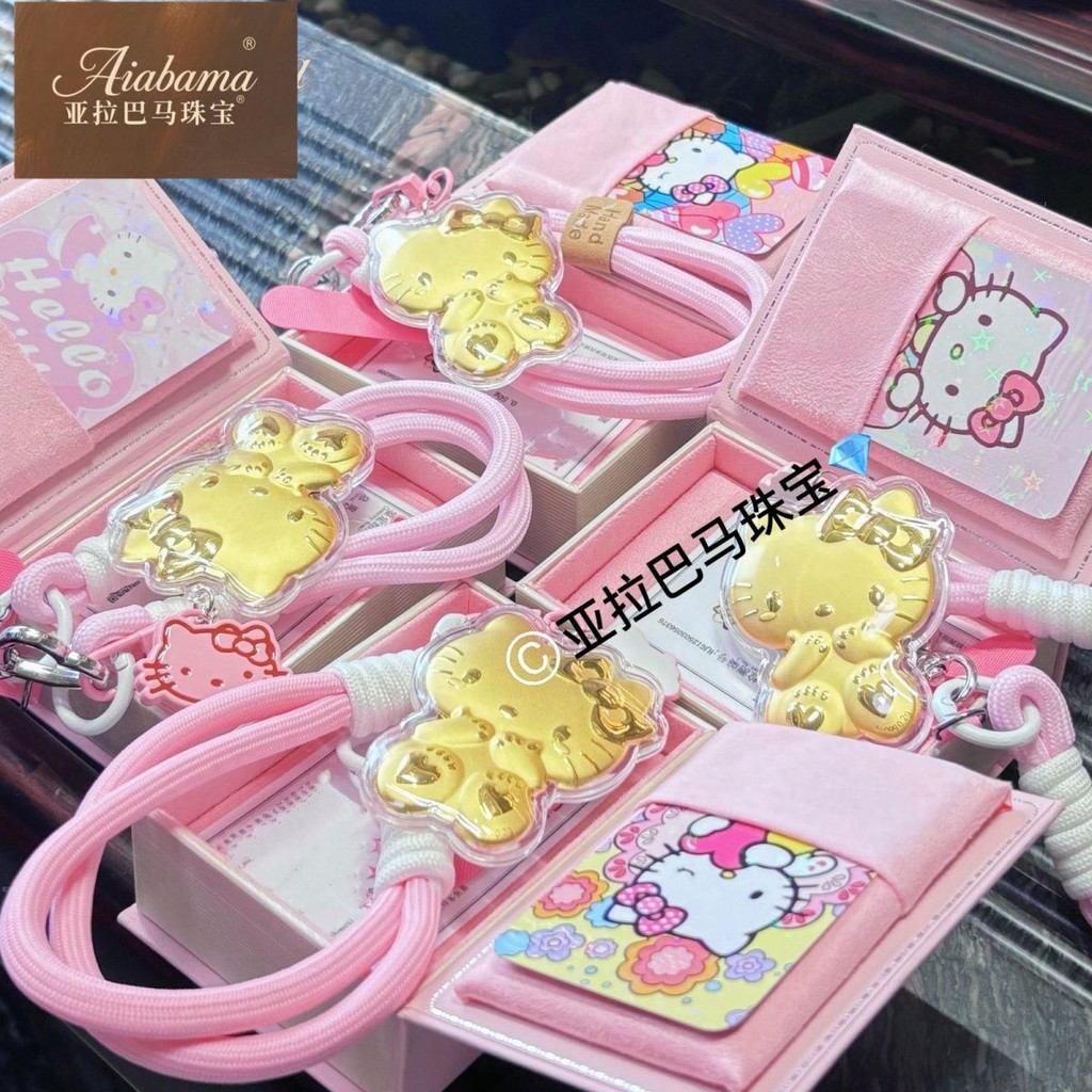999hellokitty Cat Gold จี้โซ่โทรศัพท์มือถือ Creative พวงกุญแจรถกระเป๋าจี้ของขวัญสไตล์ใหม่ 999 Hello 