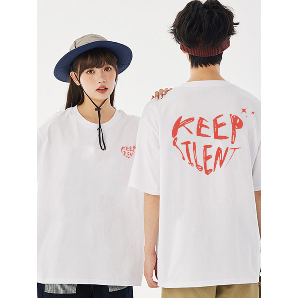 Limited Time Spike KEEP: SILENT KEEP: SILENT KEEP วันวาเลนไทน์ Limited Love Letter แขนสั้นสไตล์คู่ C