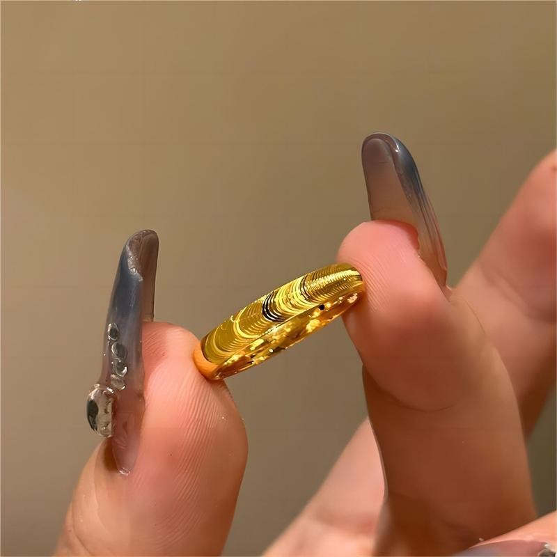 Minimalist Cat Eye Ring Solid Gold Wave Design Fade ไทเทเนียมเหล็กคู่ Bands เครื่องประดับหรูหราสําหรับผู้หญิงผู้ชาย