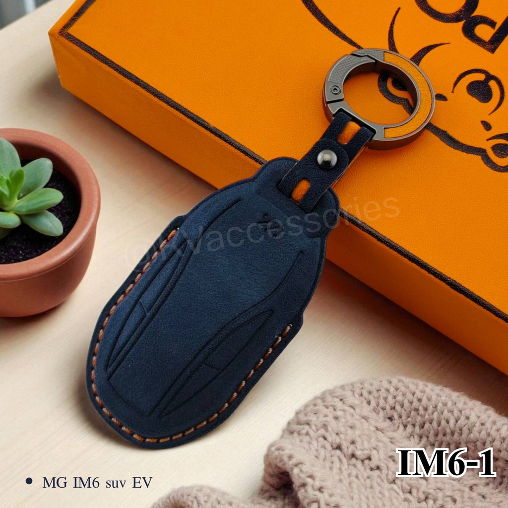 ปลอกหุ้มพวงกุญแจหนังอัลคันทาร่า สำหรับ MG IM6 suv EV หนัง Alcantara