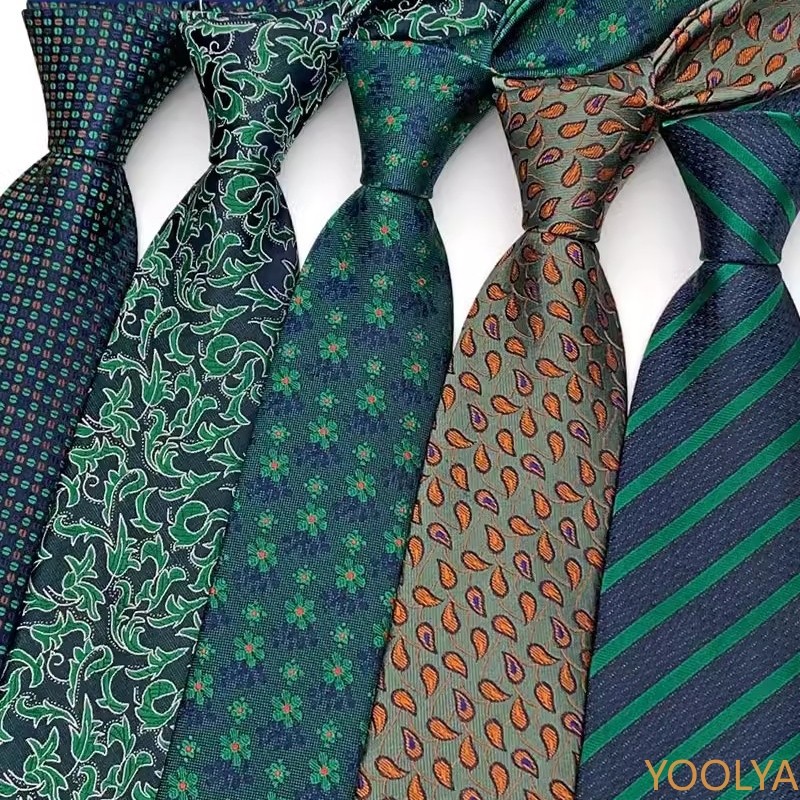 ใหม่ 8 ซม.Mens Ties สีเขียวสี Stripes Floral Dot อย่างเป็นทางการคลาสสิกเนคไทสําหรับ Man คอ Tie สําหรับ Party