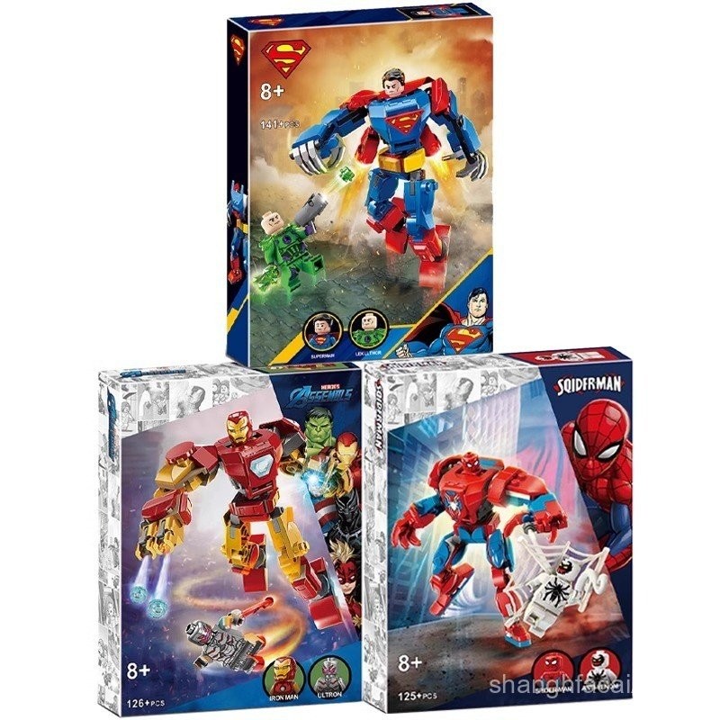 ใช้งานร่วมกับ Superhero 76302 Superman 76307 Iron Man Mecha 76308 Spiderman Building Block ของเล่น