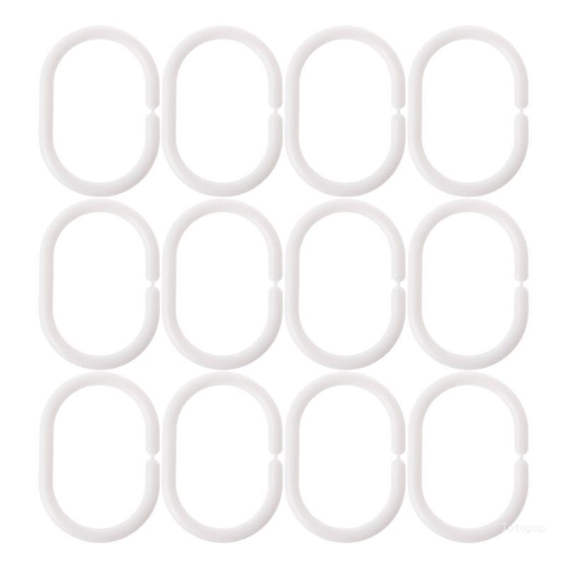 พลาสติกด้านบนรูปตัว C ผ้าม่านอาบน้ําแหวนห่วงตะขอม่านห้องน้ําแบบงอได้