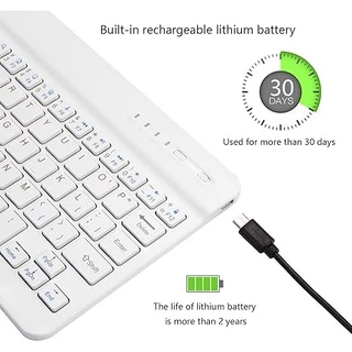 คีย์บอร์ดบลูทูธไร้สาย 10 นิ้ว พร้อมไฟ RGB เมาส์ไร้สาย Bluetooth ใช้ได้กับโทรศัพท์มือถือ แท็บเล็ต แป้นพิมพ์