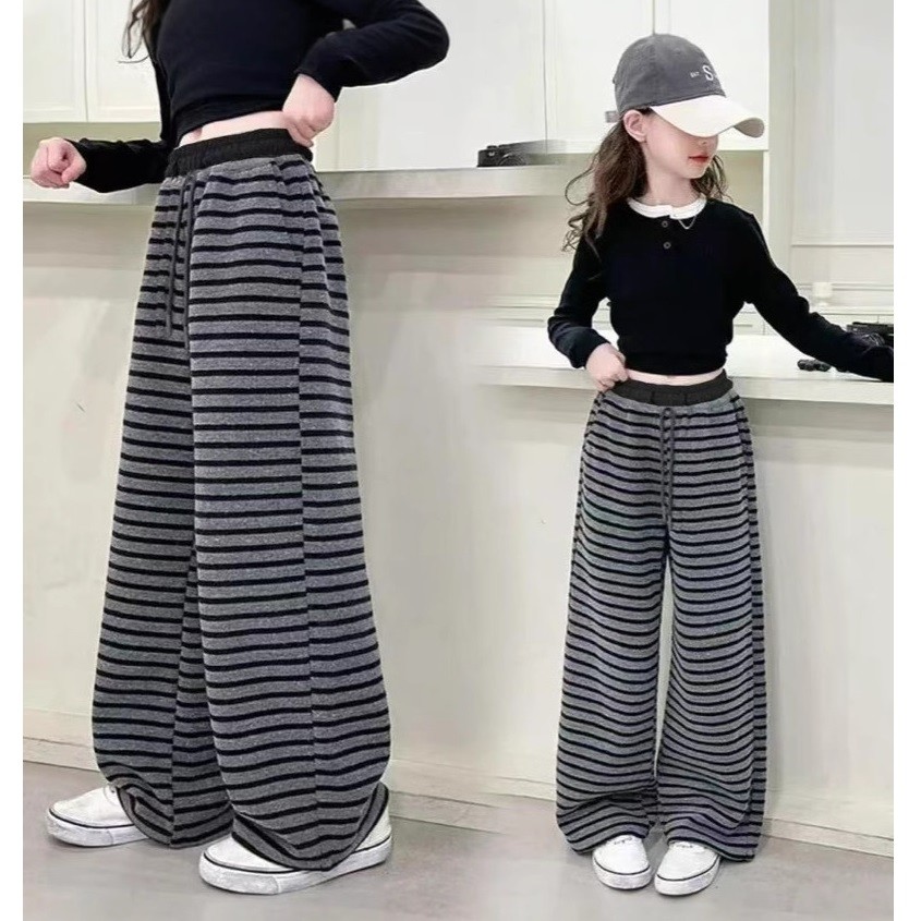 ALYSA PREMIUM THICK STRIPE กางเกงยาวเกาหลี GIRLS