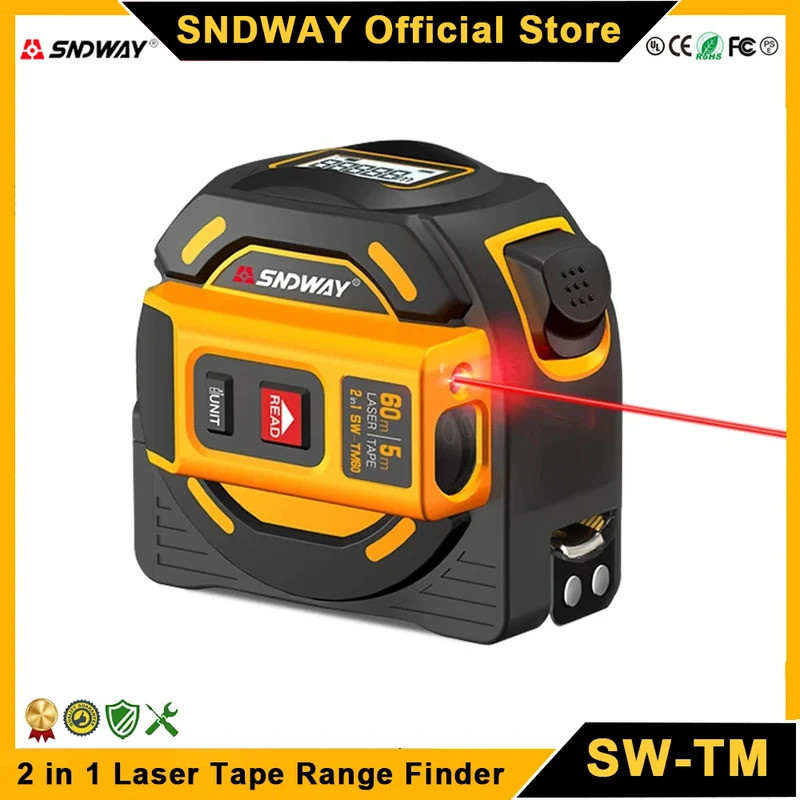 SNDWAY SW-TM40 TM60 Digital Rangefinder Laser Tape วัด Professional Range Finder เครื่องวัดระยะเลเซอร์ 2 in 1 ไม้บรรทัดไฟฟ้า ราคา ถูกที่สุด ดีลบีเคเค