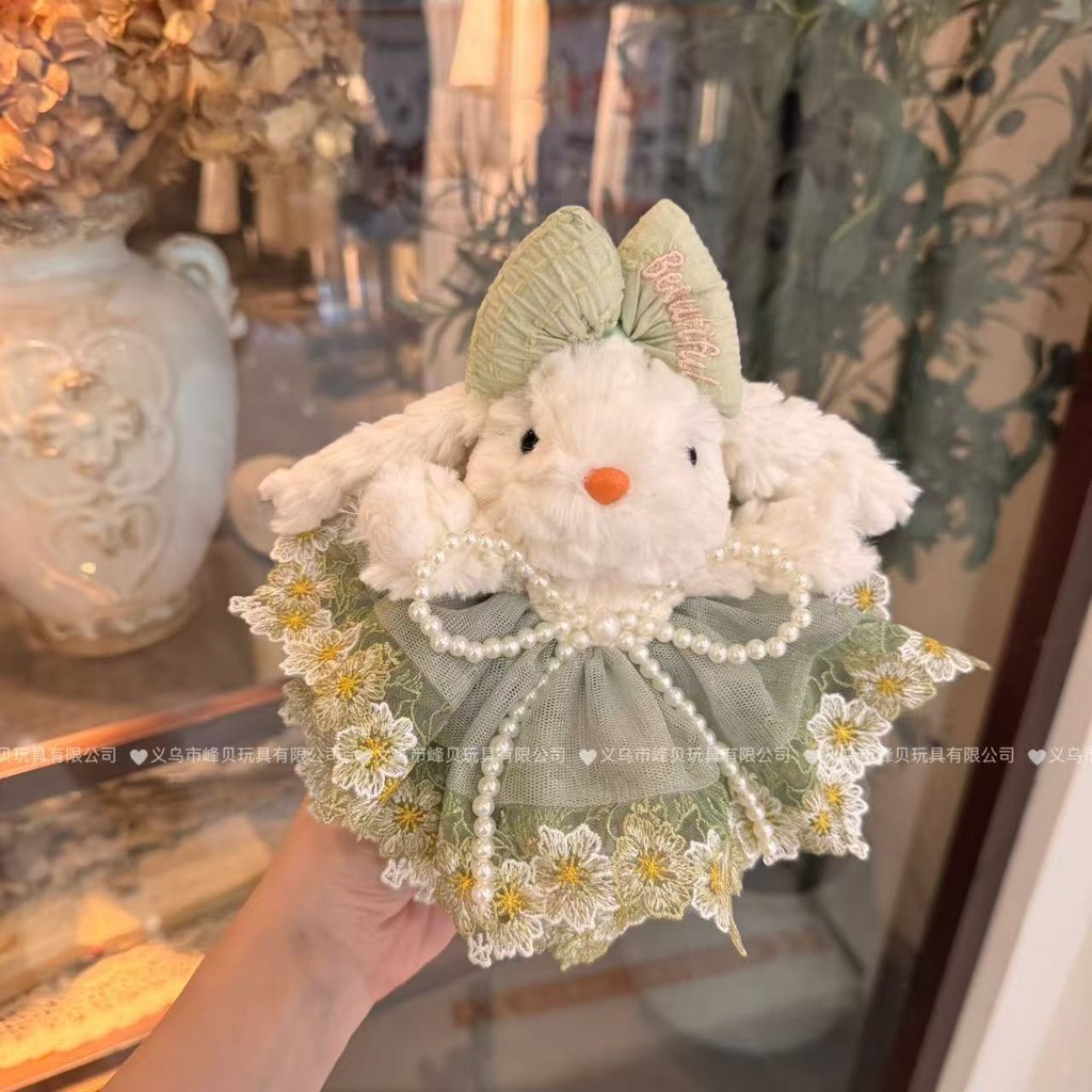 Lop-Eared Rabbit Flower Cherry Bow Princess Dress กระต่ายหูยาวน่ารักการ์ตูนโทรศัพท์มือถือกลับคลิปตุ๊กตาแนวทแยง - รูปที่ 3