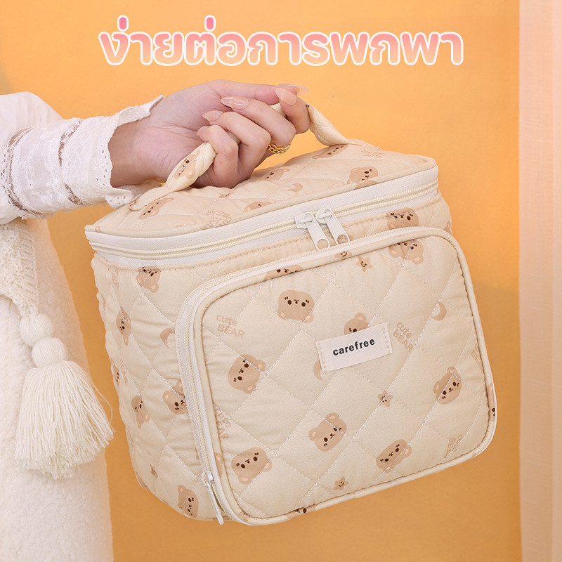 COD กระเป๋าเครื่องสำอางอเนกประสงค์ ความจุขนาดใหญ่ กระเป๋าเครื่องสำอางแบบพกพา แบ่งพาร์ติชัน น่ารัก ราคา ถูกที่สุด ดีลบีเคเค แกลเลอรีภาพที่ 5