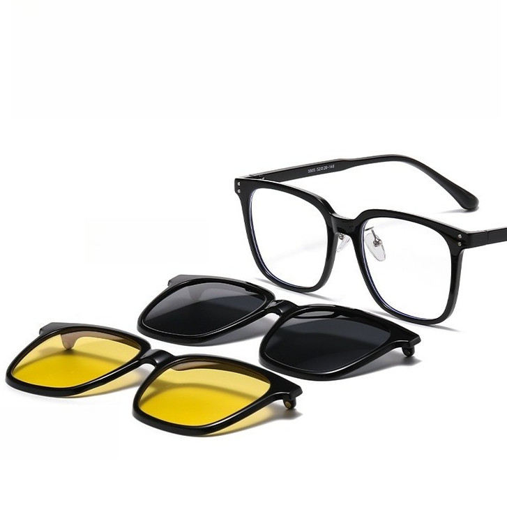 แว่นกันแดดโพลาไรซ์ 3 ใน 1 สำหรับทั้งชายและหญิง พร้อมชุดเลนส์ และแว่นตาคลิปออน