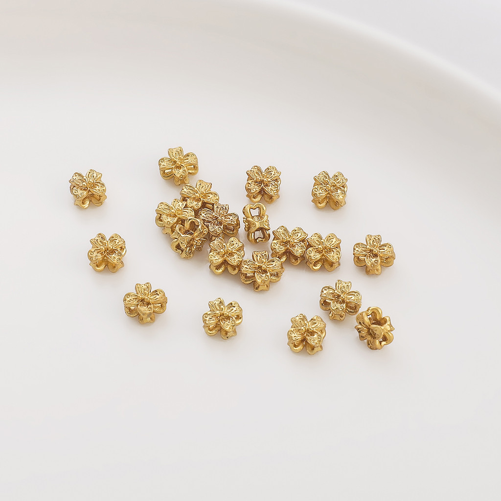 ลูกปัดทองแดงโบราณ Zironia Ball Spacer สำหรับทำสร้อยข้อมือและสร้อยคอมืองาน DIY