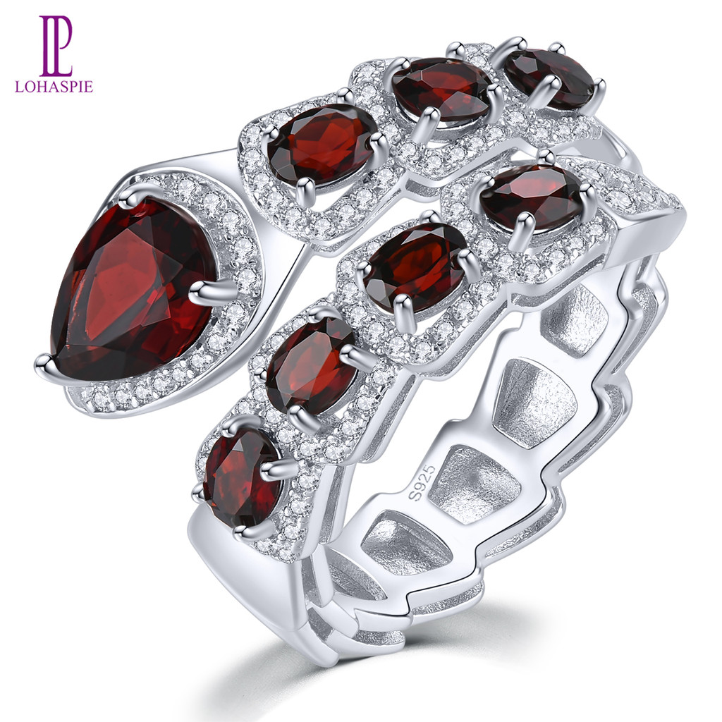 โลฮาสปี้ แหวนเงินสเตอร์ลิง925 แท้ ฝังหินธรรมชาติสีดำ และไดโอปไซด์