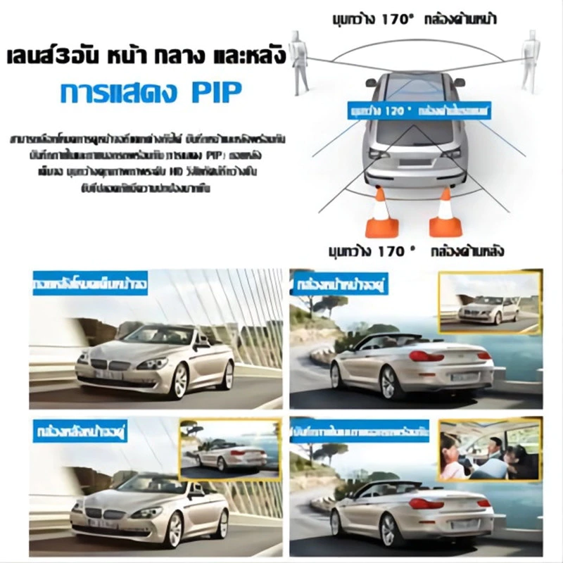 กล้องติดรถยนต์ With WIFI 4k 3กล้อง (กล้องหน้ารถ+ ภายในรถ + ถอยหลัง) มีโหมดกลางคืน ติดต ดูบนมือถือ HD อัตราการเข้ารหัสสูง thumbnail 10