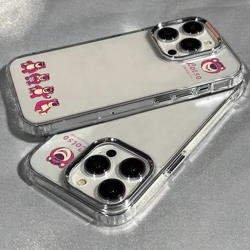 สตรอเบอร์รี่หมีกรอบโลหะเคสโทรศัพท์สําหรับOPPO A3PRO A9 A7 A58 A79 F29PRO A5PRO A31 A53 A94 A78 A91 F