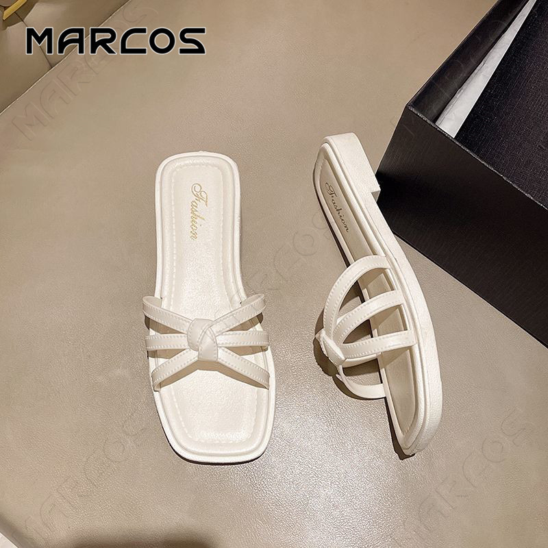 MARCOS ส่งด่วน รองเท้าแตะหัวเหลี่ยม รองเท้าผู้หญิง รองเท้าแตะเกาหลี รองเท้าแตะย้อนยุค รองเท้าแตะโรมัน#04