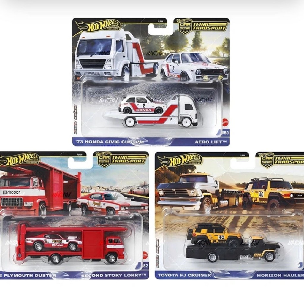 Hot Wheels Car Culture การขนส่ง Fleet Toyota Kurosakia Honda Civic Plymouth FLF56