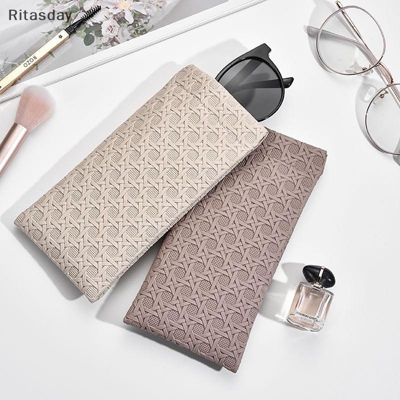 Ritasday 1 ชิ้น กระเป๋าใส่แว่นตาทอลาย พร้อมกล่องพกพาได้ง่าย กันน้ำ PU หนัง สำหรับป้องกันแว่นตา นำเข้าใหม่