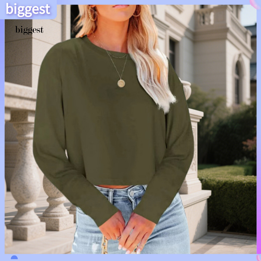 BGT เสื้อยืดผ้าฝ้ายผสม นุ่มสบาย ออกแบบรอบคอด้วยแขนยาว เหมาะสำหรับสวมใส่ทุกวัน