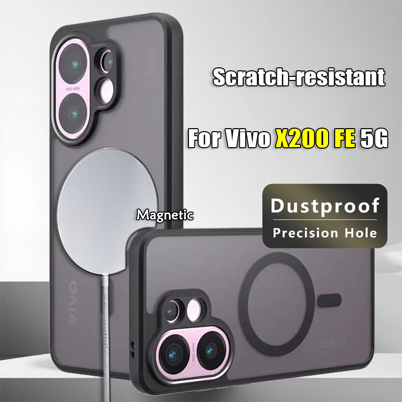 ปลอกแม่เหล็กสําหรับVivo X200 FE Pro VivoX200FE 5G Anti-Scratchโปร่งใสFrosted Clearเคสโทรศัพท์กันกระแทกพลาสติกแข็งAntiลายนิ้วมือปกหลัง