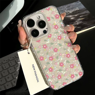 เคส IPhone XR X XS Max 11 16 13 12 14 15 Pro Max 8 14 7 15 Plus 7Plus SE 2020 แฟชั่นฤดูใบไม้ผลิสดใหม่ดูเดิลผีเสื้อดอกไม้