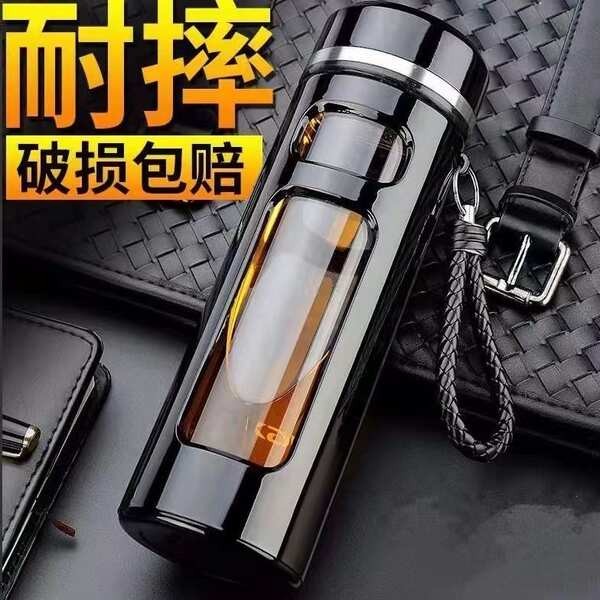 bong ป้องแก้ว แก้วขนาดใหญ่ความจุขนาดใหญ่สองชั้นทนอุณหภูมิสูงป้องกันการตกกระแทกถ้วยโฆษณาแบบพกพาสำหรับ