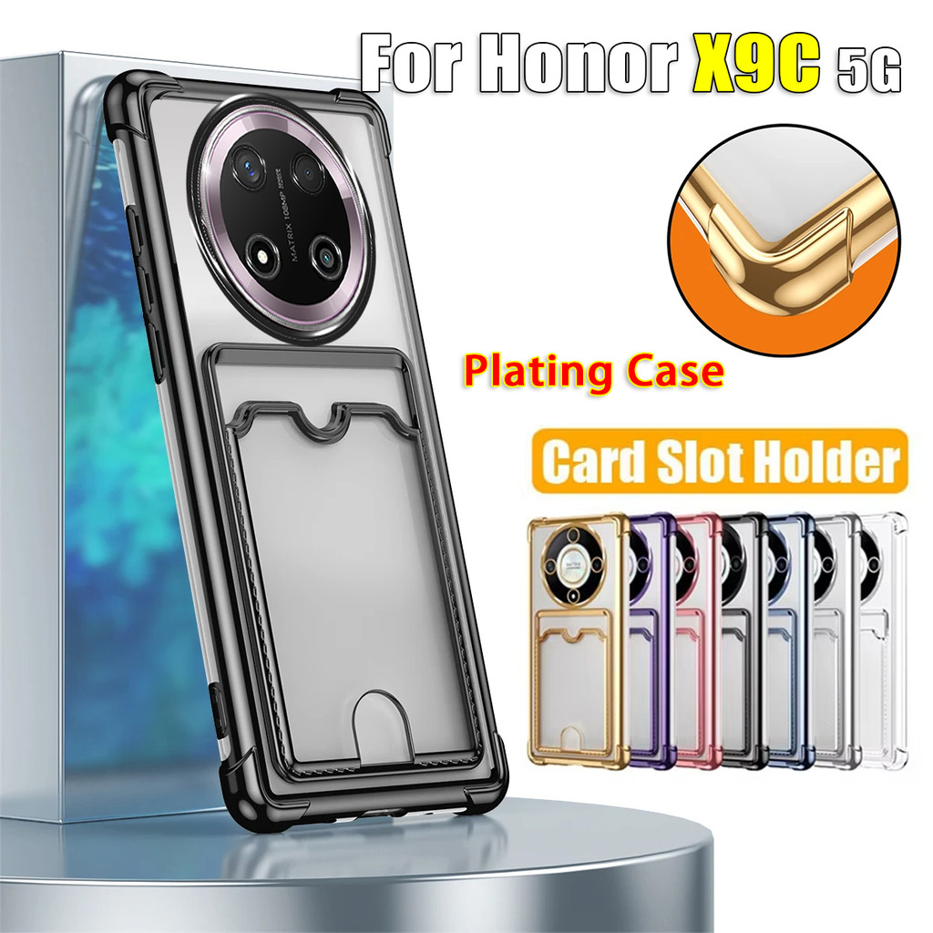 ช่องเสียบการ์ดสีปลอกใสสําหรับHonor X9C X9B X8C X7C HonorX9C HonorX9B X9 C 5G Electroplateโปร่งใสTPUเคสโทรศัพท์Airกระเป๋ากันกระแทกปลอกป้องกันAnti-fall S