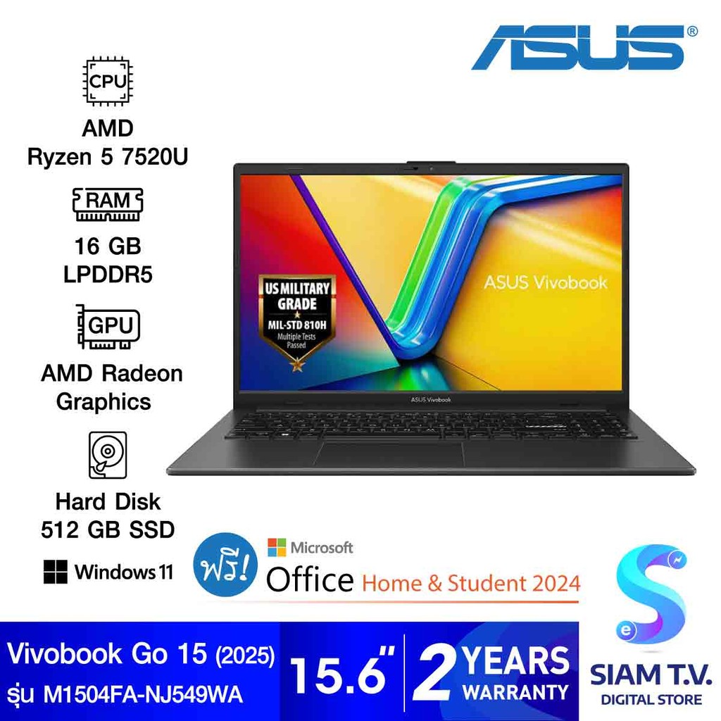 NOTEBOOK (โน้ตบุ๊ค) ASUS VIVOBOOK GO 15 M1504FA-NJ549WA (MIXED BLACK) โดย สยามทีวี by Siam T.V.