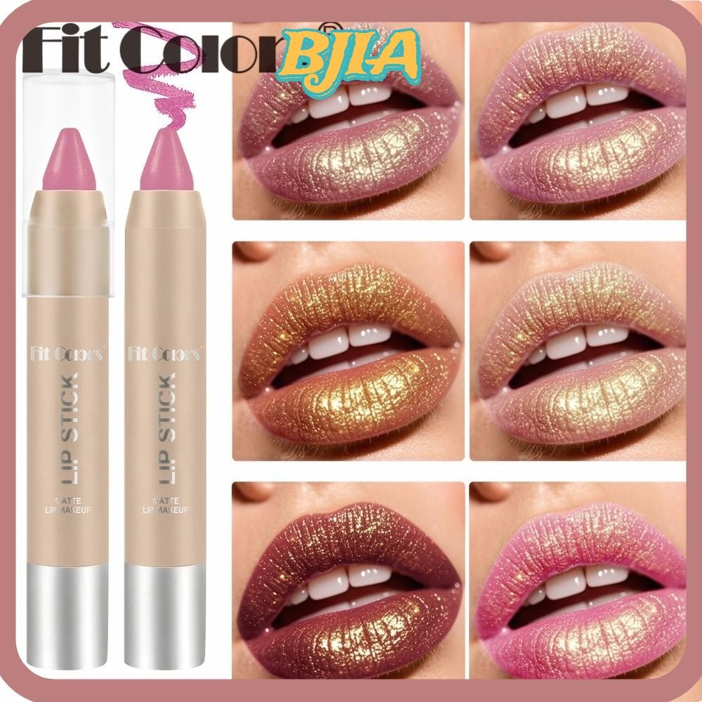 BJA ลิปสติก Lipliner, Long-Lasting Waterproof Lipliner Pencil, Matte with Gold Glitter Shiny Lipline
