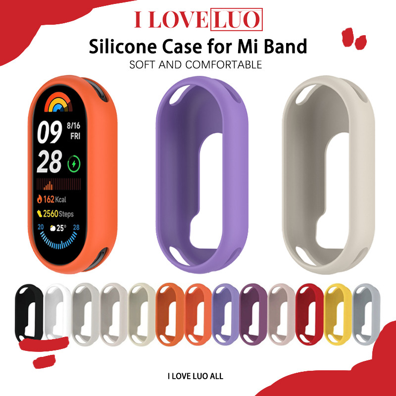 กรณียางซิลิโคน for Xiaomi Mi Smart Band 10 9 8 กีฬาอ่อนอุปกรณ์ป้องกันหน้าจอรูปกป้องกันชน for Mi Band 10 9 8 NFC