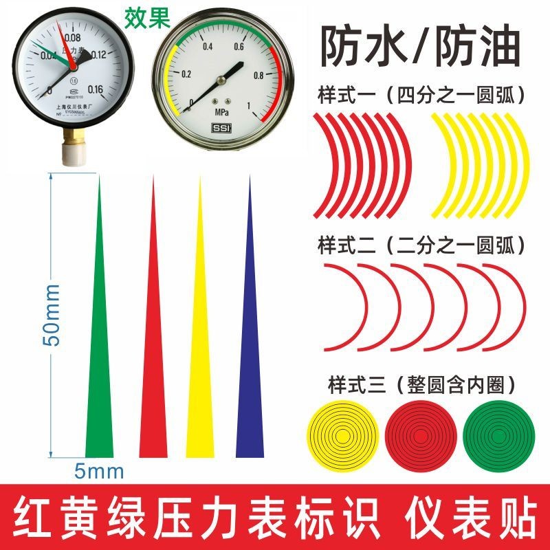 เครื่องวัดความดัน สติกเกอร์ป้ายตราสามสี ตราตรวจสอบจุด เปลี่ยนขวา
