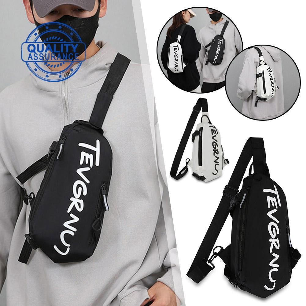 ready Stockmens Black Chest Bag Waterproof Nylon Backpack White Women Print Shoulder Sports O9h7