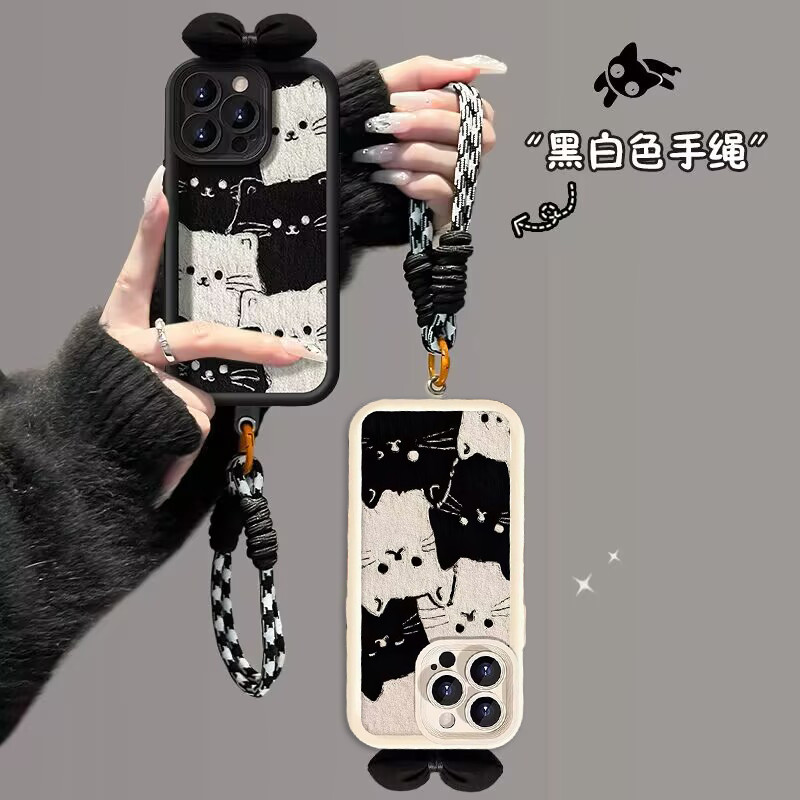 SAMSUNG 3D Bowknotแมวดําเคสโทรศัพท์สําหรับSamsung Galaxy J8 2018 j810 J4 J6 Plus J7 Prime A31 A02 A0