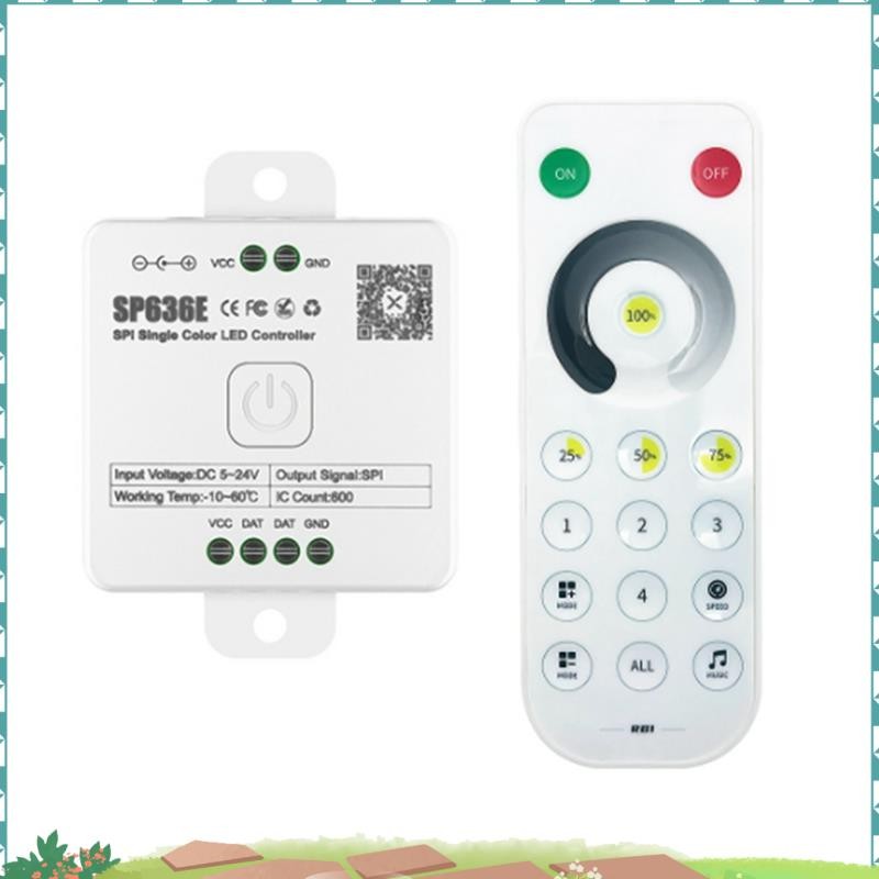 Uejfrdkuwg AND-SP636E SPI DC5-24v คอนโทรลเลอร์ขาวดําพร้อมรีโมทคอนโทรลรองรับรีโมทคอนโทรลสัมผัส 2.4G