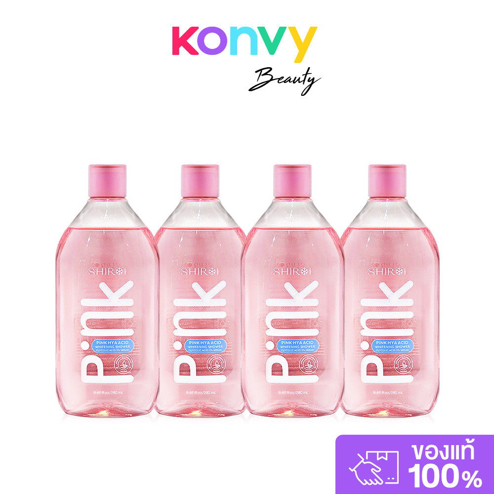 Shiroi Pink Hya Acid Whitening Shower Glycolic Acid 3% Serum [280ml x 4pcs] เซรั่มอาบน้ำ 2in1.