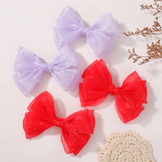 2pcs ลูกไม้หวานสาวชีฟองคลิปผมน่ารักโบว์คลิปผมเด็กเกาหลี Headwear ผมขายส่ง