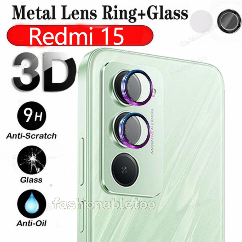สําหรับRedmi15 แหวนโลหะกล้องเลนส์ป้องกันฟิล์มสําหรับRedmi 15 C 15C Redmi15 C Redmi15C 2025 กระจกนิรภ