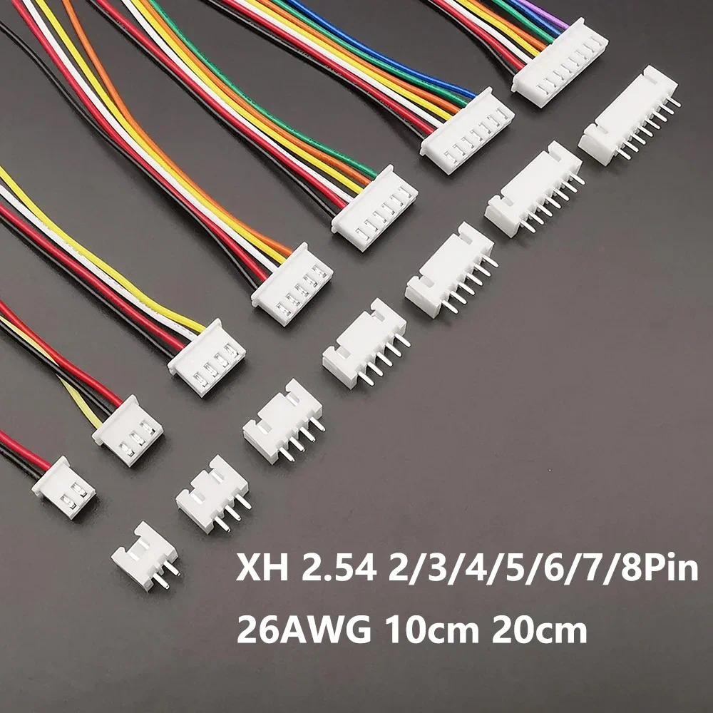 5Sets JST XH2.54 XH 2.54mm Wire Cable Connector 2-8 Pin Male and Female Plug Socket 10cm 20cm Wire L