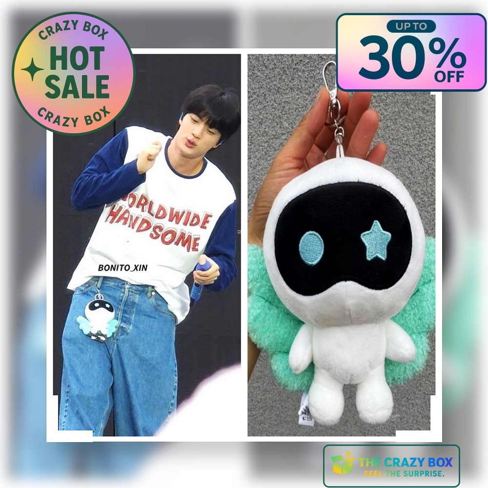 Jin Alien Doll พวงกุญแจตุ๊กตา Kpop Wootteo สีขาวของเล่นจี้ของขวัญแฟนๆ