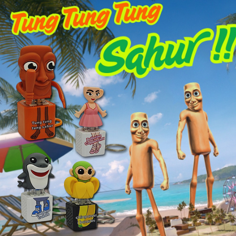 ส่งฟรี ของเล่นทุงทุงซะฮูร์ ทุง ทุง Tung Tung Sahur  ตุ๊กตาเกมรูปตุ๊กตา พวงกุญแจของเล่นที่มีเสียงการพิมพ์ 3D