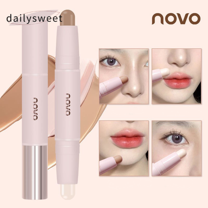 NOVO Double-ended 2 In1 คอนซีลเลอร์ Highlighter Contouring Stick V Face Nose Shadow Repair Long-last