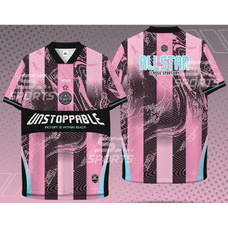 SC Sports เสื้อกีฬา พิมพ์ลายทั้งตัว คอวีตัด ใส่ วิ่ง เที่ยว หรือทำงานก็เท่ รุ่น US-03-ชมพู-ดำ