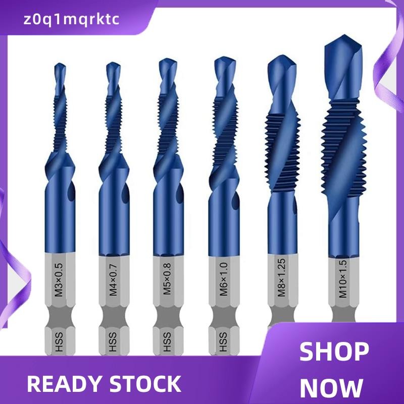 z0q1mqrktc 6 ชิ้นเหล็กความเร็วสูง 4341 ไทเทเนียมชุบคอมโพสิตแตะเจาะและแตะเครื่องแบบบูรณาการแตะ M3 M5 