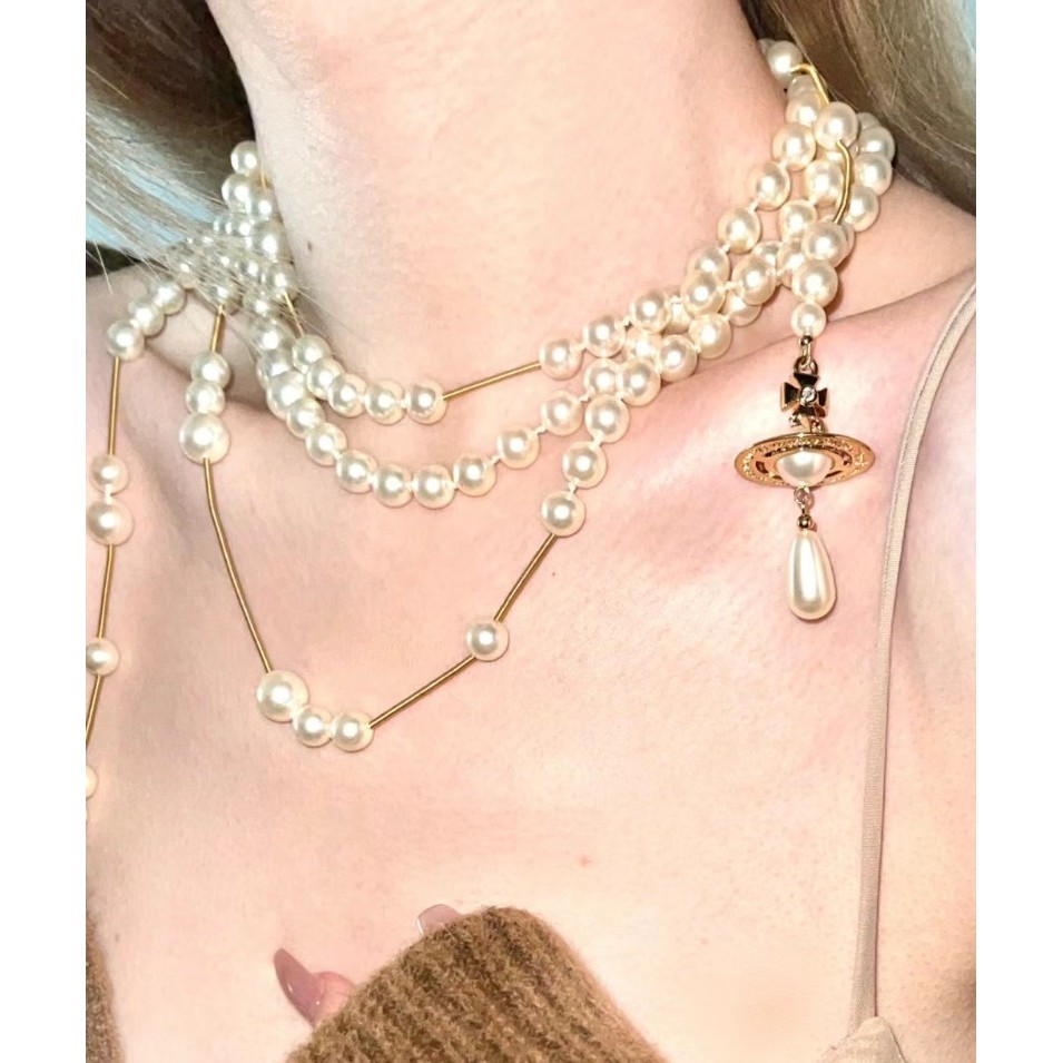 Vintage Broken Pearl Choker - Layered Trending Luxury สร้อยคอ,ผู้หญิงs Unique High-End Collar Chain - รูปที่ 6