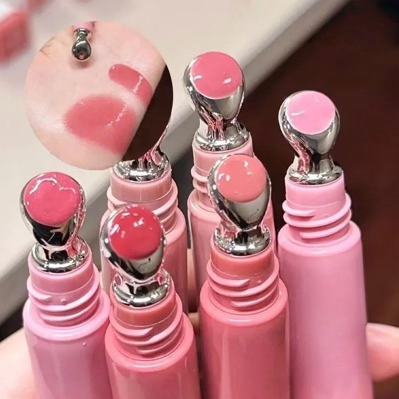 PinkyFocus Pink Small Iron Lip Gloss Mirror Moisturizing Lip Glaze ลิปสติก