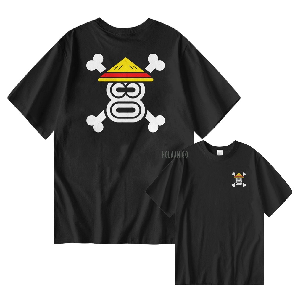 Viral T-shirt One Piece Shirt 80 เสื้อยืดอินโดนีเซีย 80 หมวกฟาง