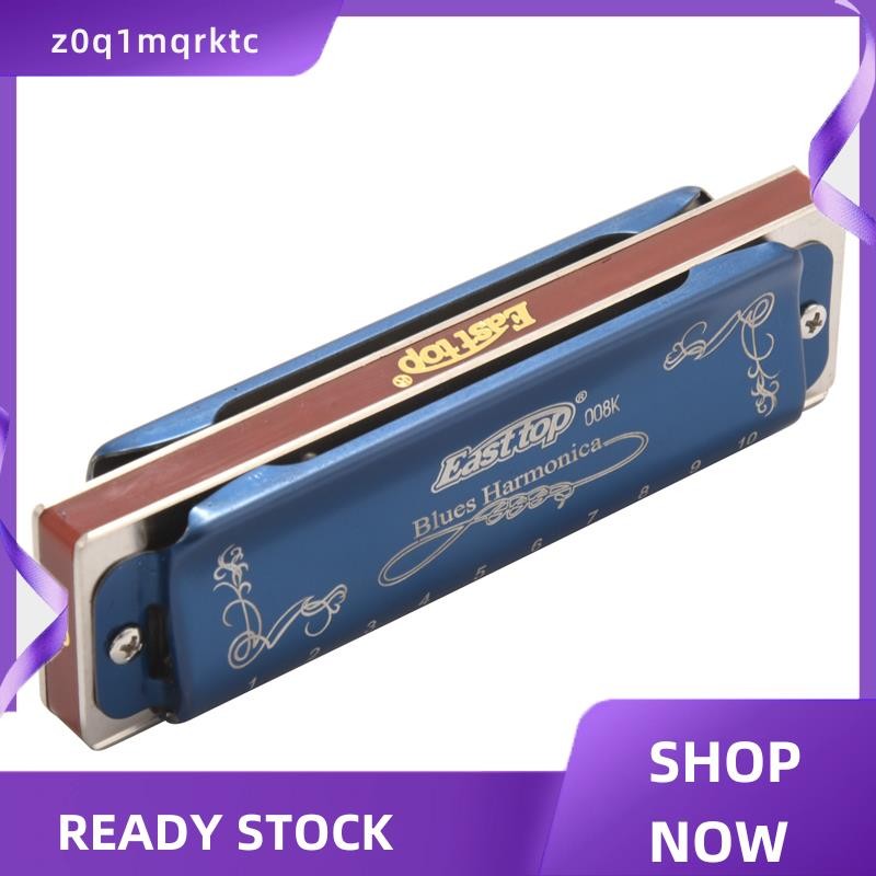 z0q1mqrktc T008K 10 Hole Blues Harmonica C Key Woodwind เครื่องดนตรีกล่องพลาสติกผ้าสะอาด