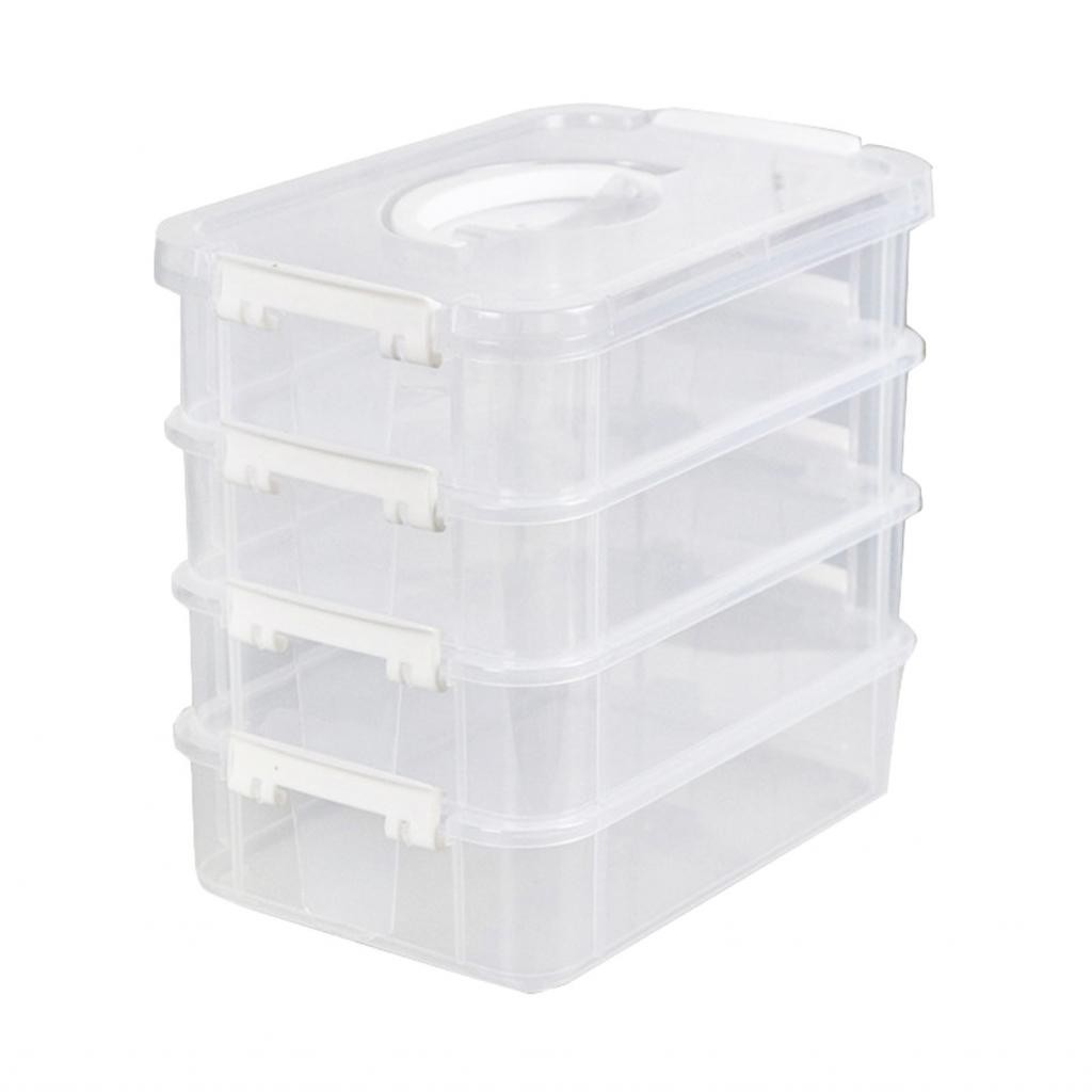 PUSOKEI Stack Carry Storage Box Stackable Container อเนกประสงค์โปร่งใสพร้อมฝาปิดสําหรับ Office Home 