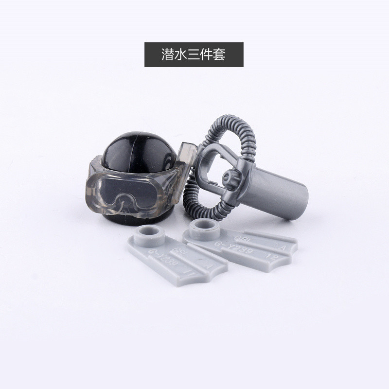 ใช้งานร่วมกับ Minifigures Diver อุปกรณ์เสริมถังออกซิเจนหมวกกันน็อค Frogman Fins อนุภาคขนาดเล็กพลาสติ