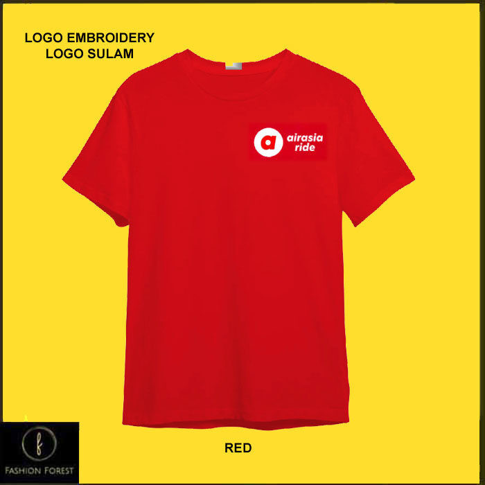 เสื้อยืดคอกลมผ้าฝ้ายสําหรับผู้ชายและผู้หญิงโลโก้เย็บปักถักร้อย AIRASIA RIDE 5 BAJU SULAM